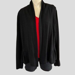 Charter Club  Luxury 100% Cashmere Black Ruffle Open Front Cardigan